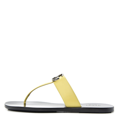 Gucci Calfskin GG Marmont Thong Sandals 37 Banana 1 of 8