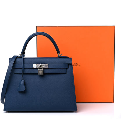 Hermes Epsom Kelly Sellier 28 Bleu De Malte 17 of 17