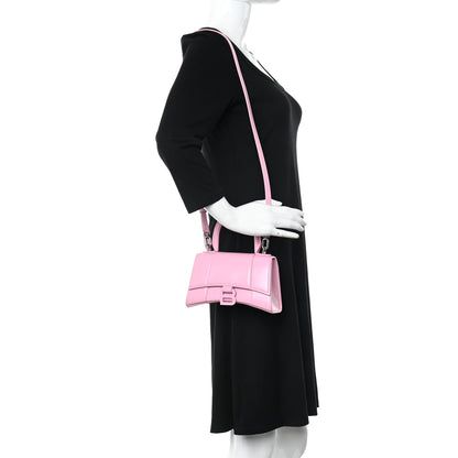 Balenciaga Shiny Box Calfskin Tonal B Hourglass Top Handle Bag XS Candy Pink 2 of 15
