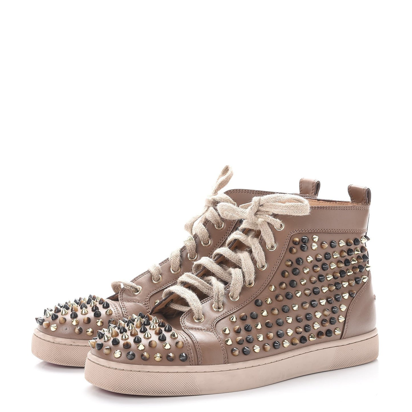 Mens Calfskin Louis Spikes Flat Sneakers 42 Beige
