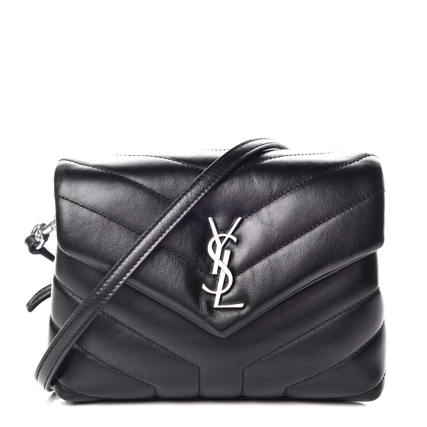 Calfskin Y Quilted Monogram Toy Loulou Crossbody Bag Black