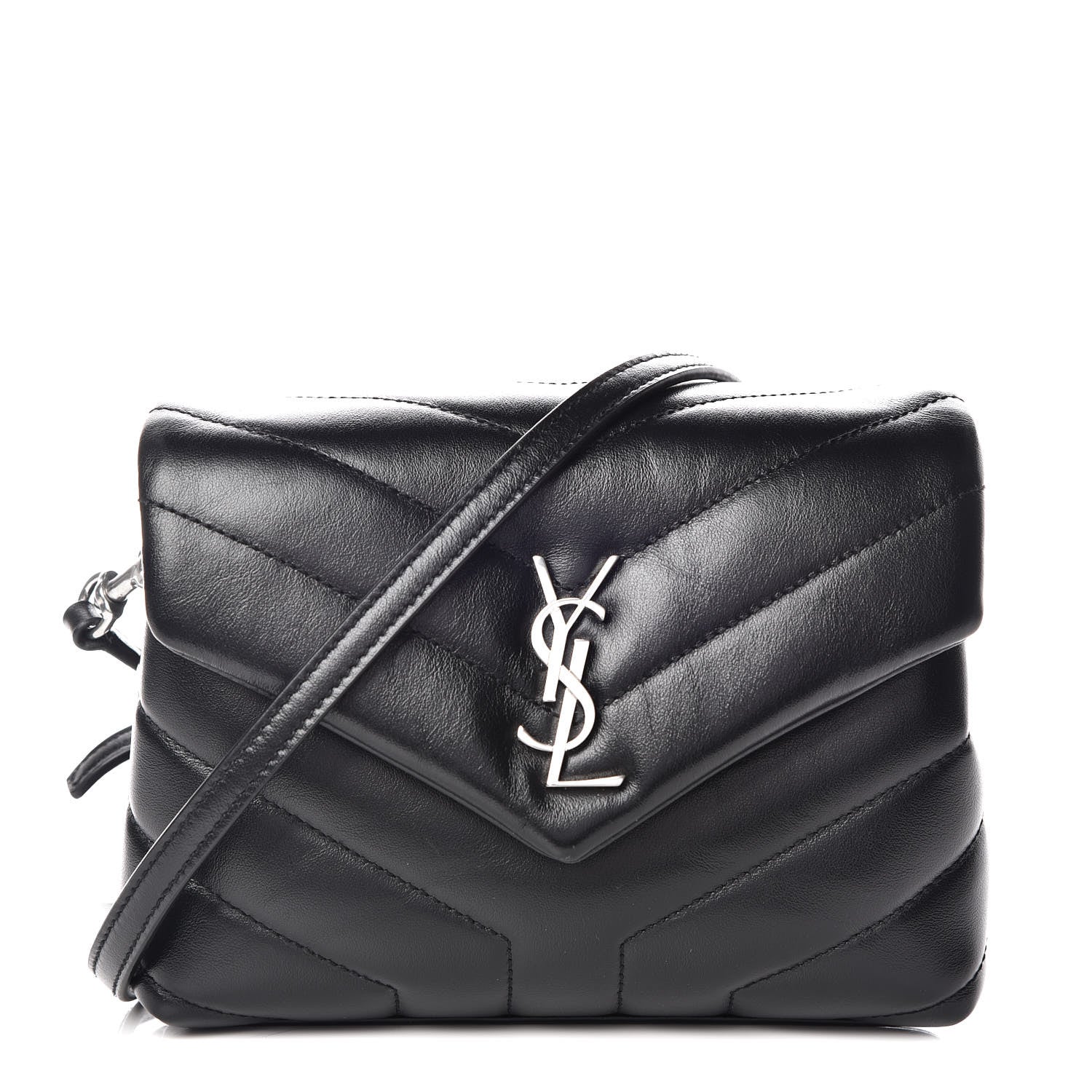 Saint Laurent Calfskin Y Quilted Monogram Toy Loulou Crossbody Bag Black 1 of 12