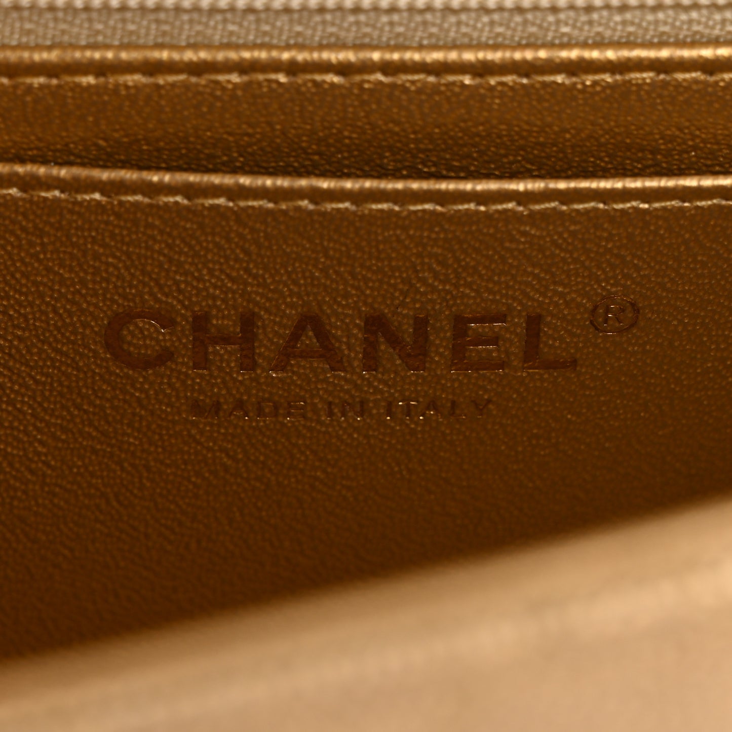 Metallic Caviar Quilted Mini Top Handle Rectangular Flap Gold