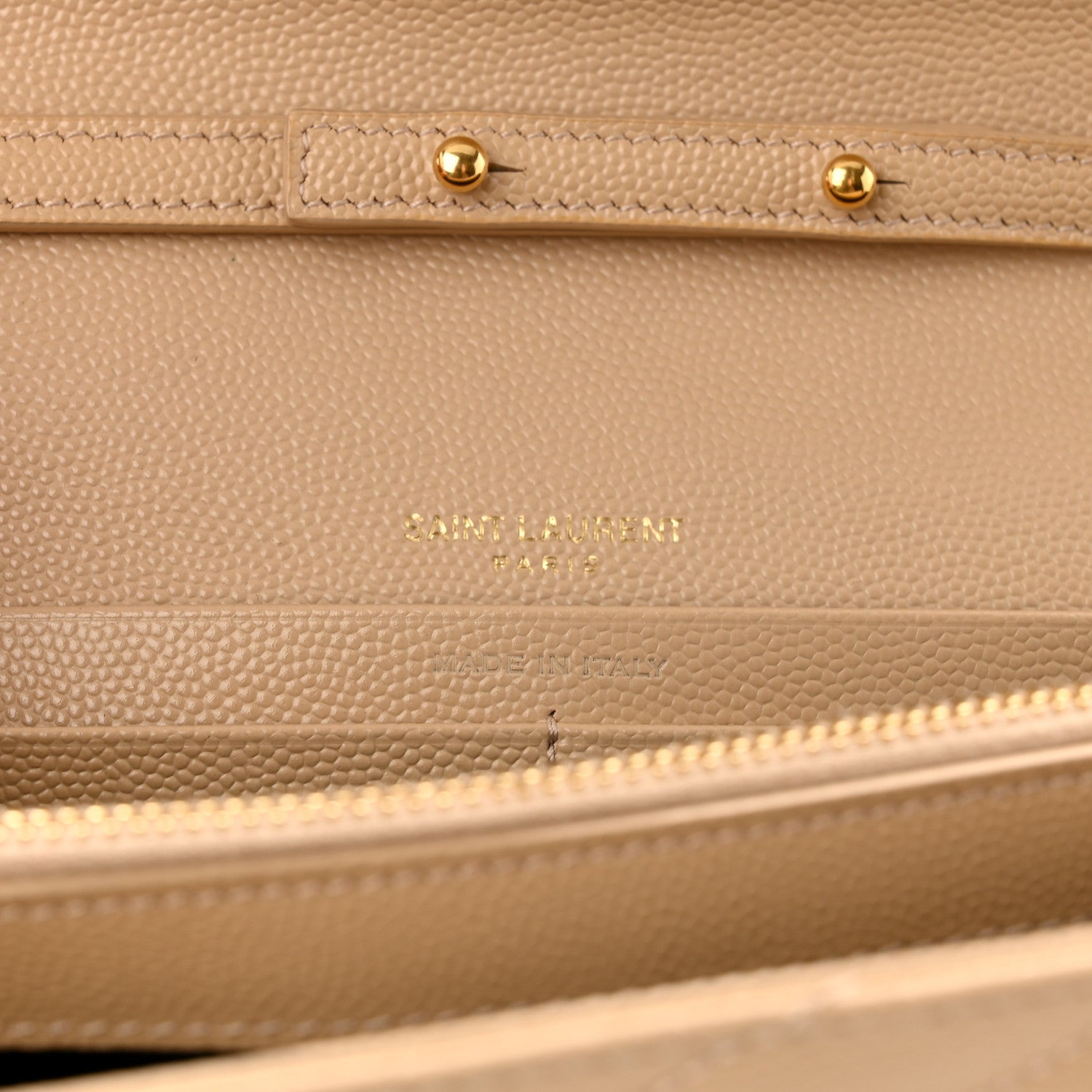 Saint Laurent Grain De Poudre Matelasse Chevron Monogram Chain Wallet Nude Powder 6 of 10