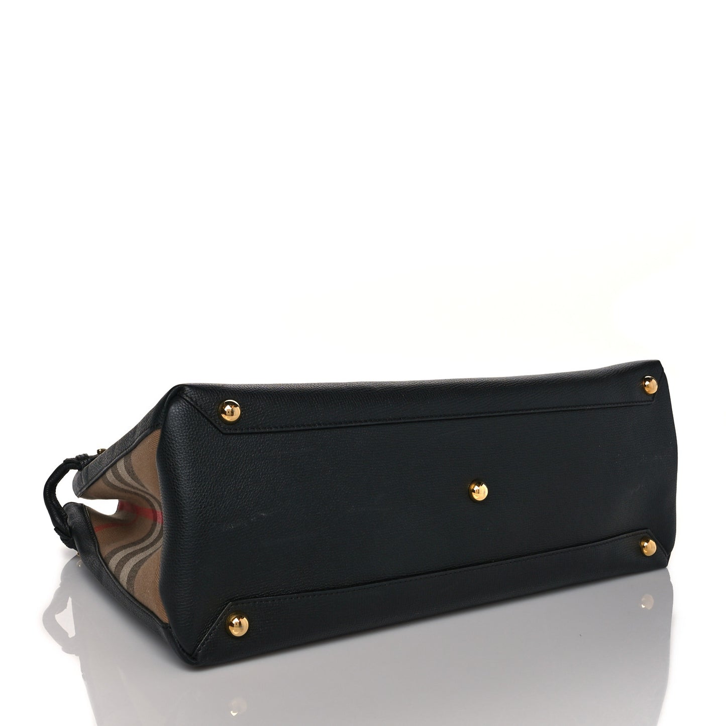 Grainy Calfskin House Check Large Banner Tote Black