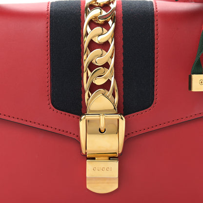Gucci Calfskin Small Sylvie Shoulder Bag Hibiscus Red 8 of 13