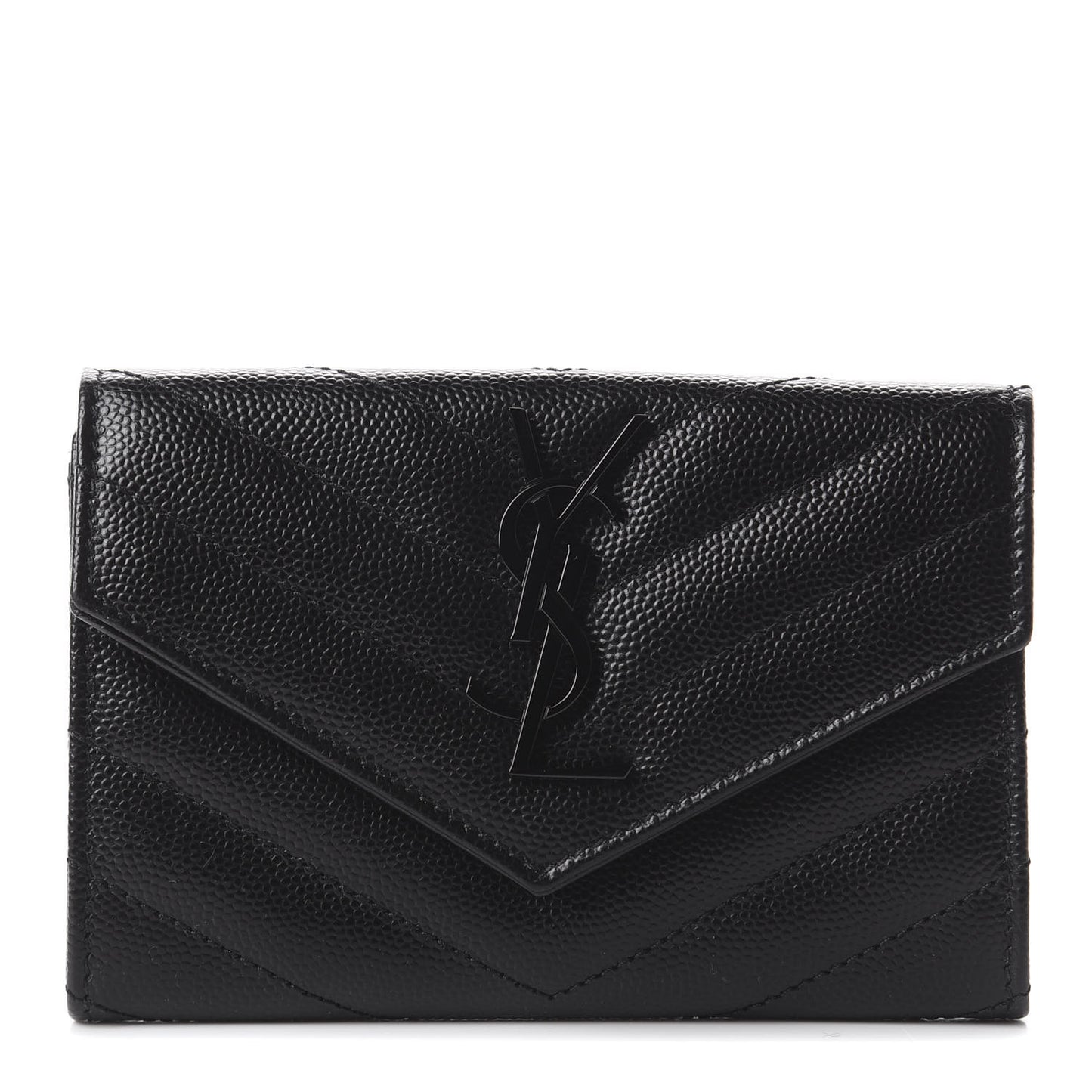 Grain De Poudre Matelasse Chevron Small Monogram Envelope Wallet Black