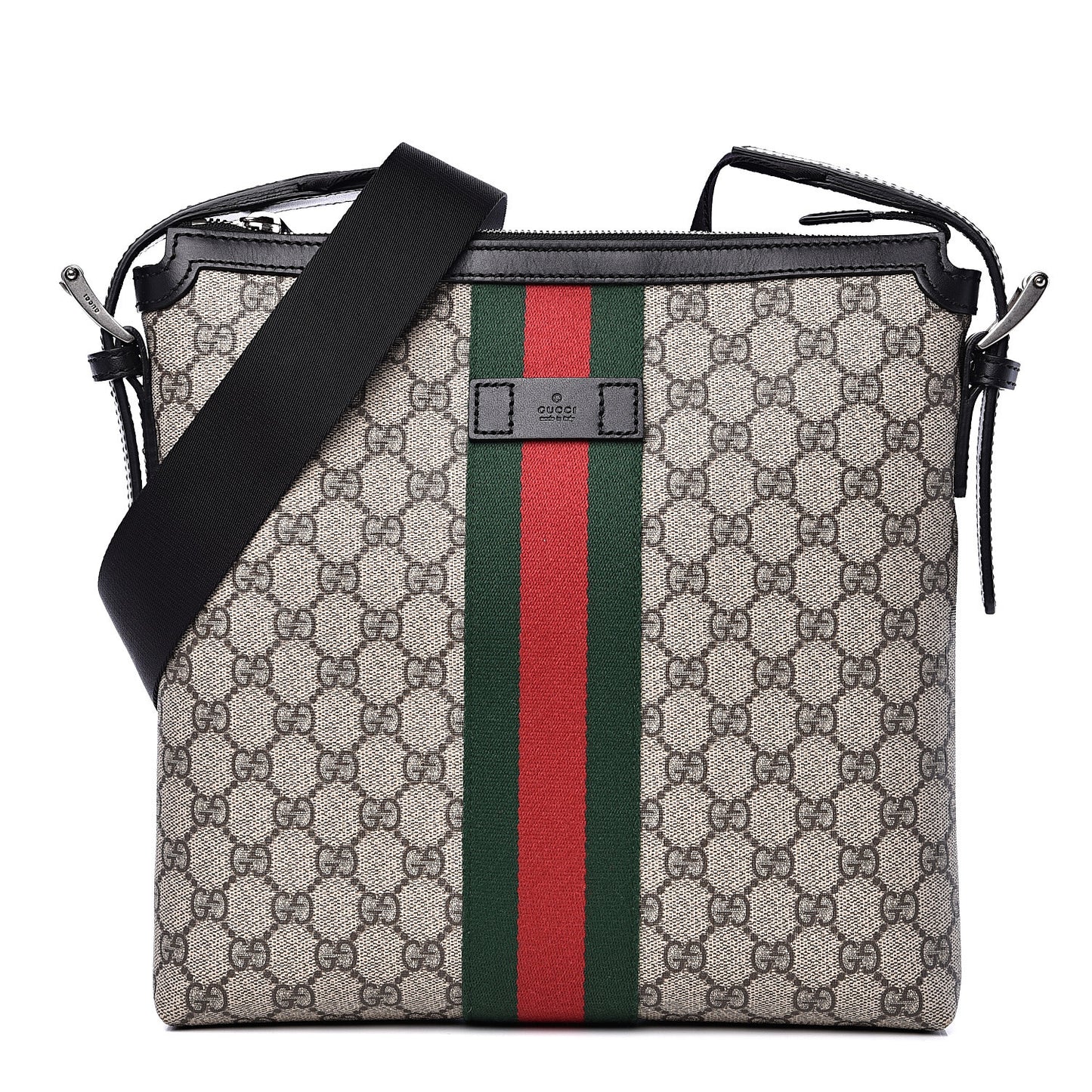 GG Supreme Monogram Web Messenger Bag Black