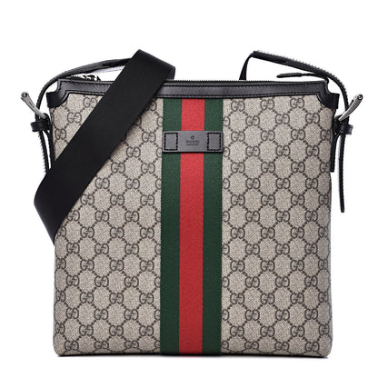 Gucci GG Supreme Monogram Web Messenger Bag Black 1 of 9