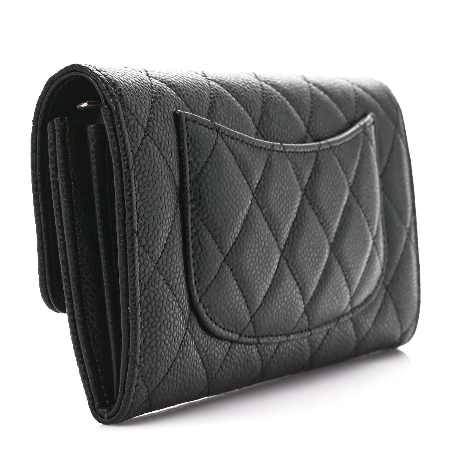 Chanel Caviar Quilted Large Gusset Flap Wallet Black 3 of 12