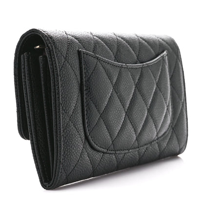 Chanel Caviar Quilted Large Gusset Flap Wallet Black 3 of 12