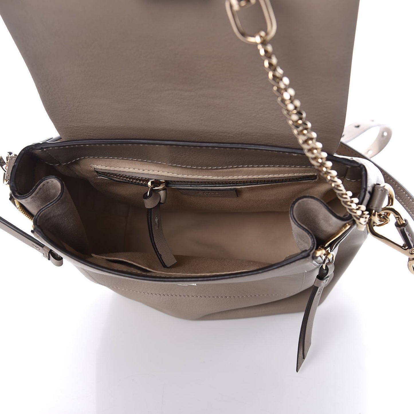 Suede Calfskin Small Faye Backpack Motty Grey