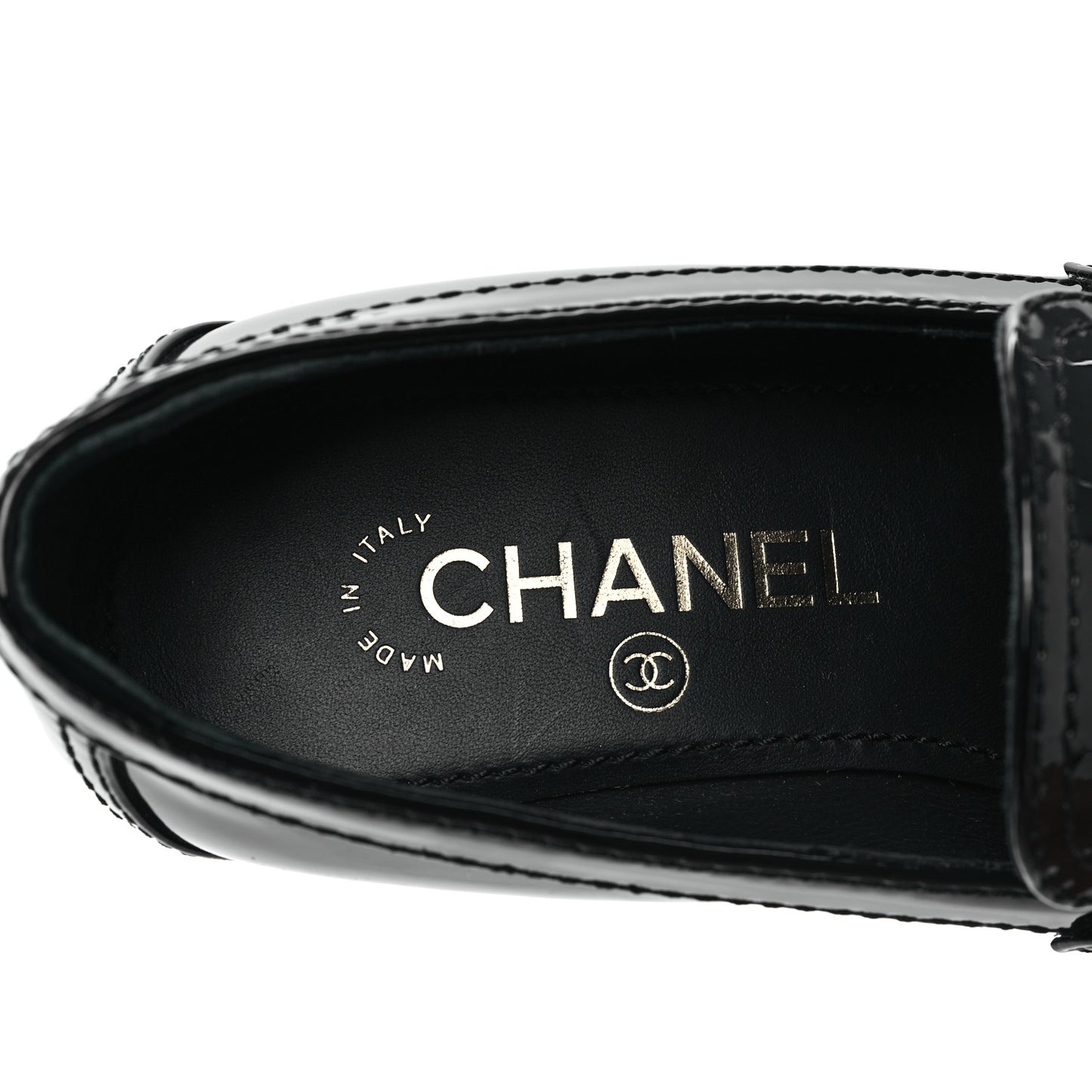 Patent CC Heart Loafers 36 Black