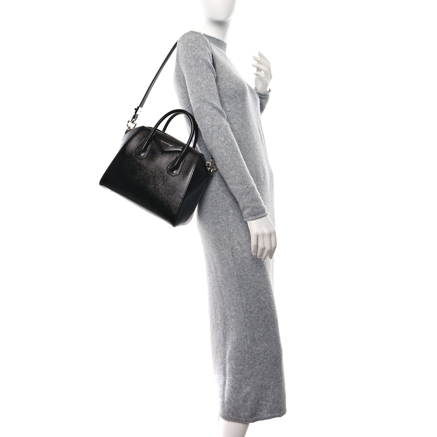Textured Patent Calfskin Small Antigona Black