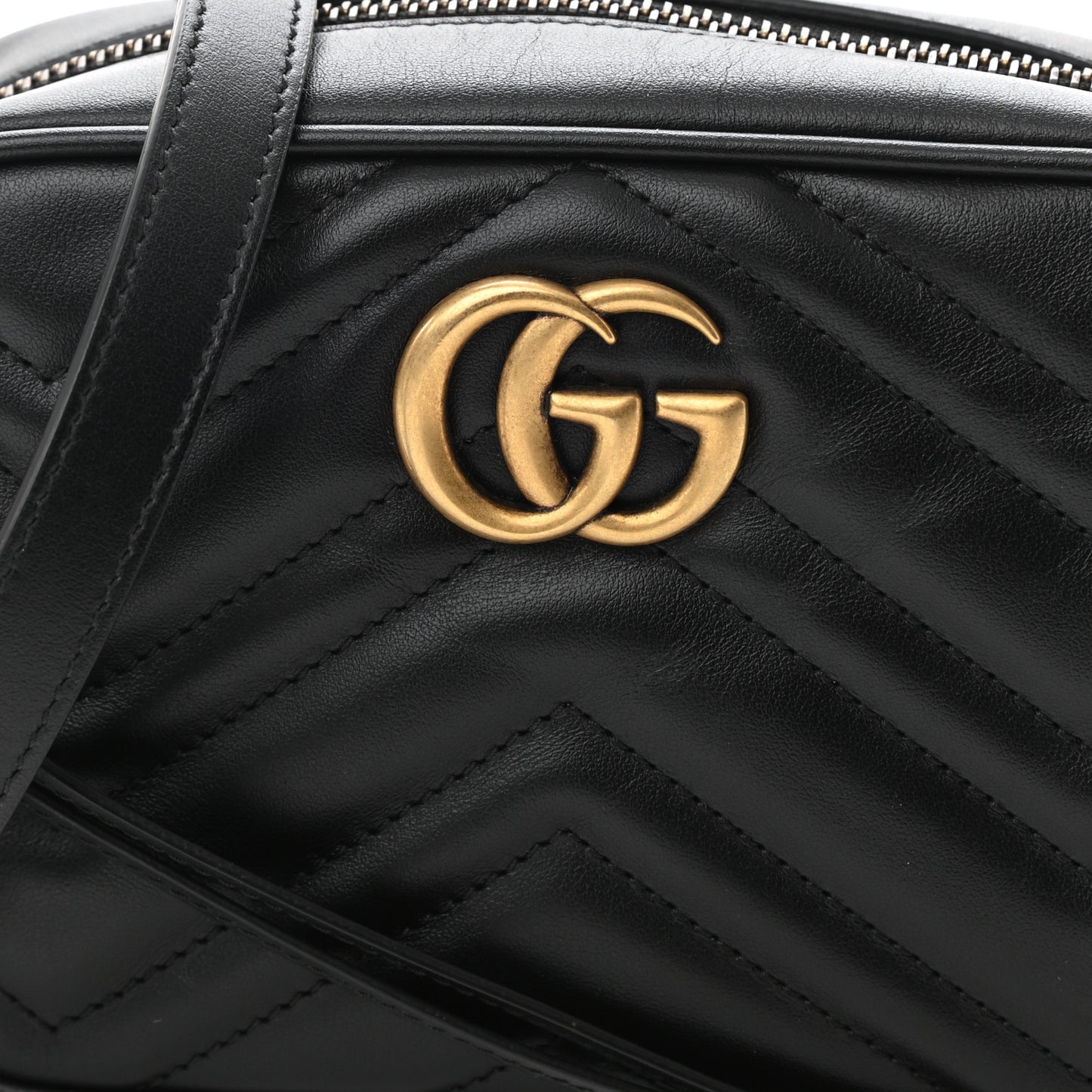 Calfskin Matelasse Mini GG Marmont Chain Shoulder Bag Black