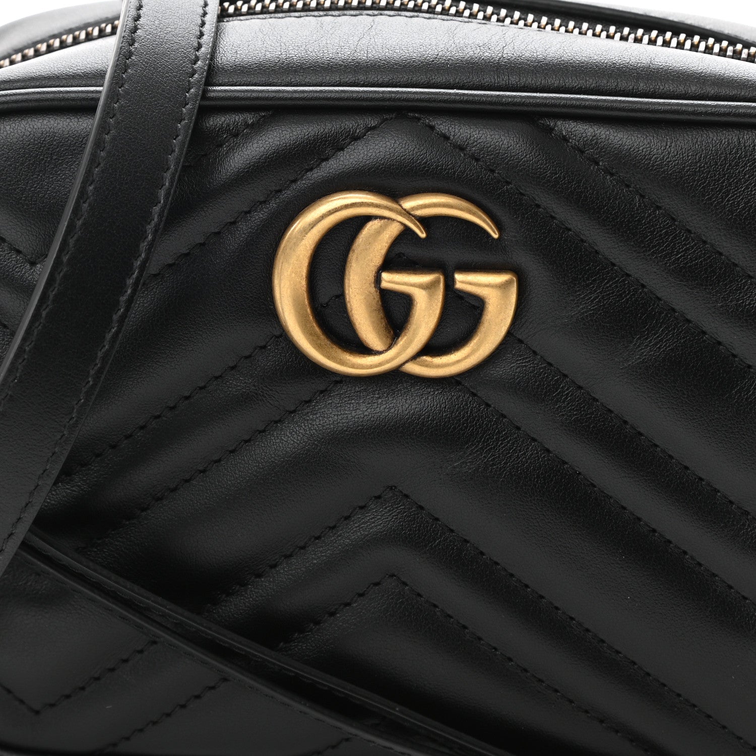 Gucci Calfskin Matelasse Mini GG Marmont Chain Shoulder Bag Black 9 of 11