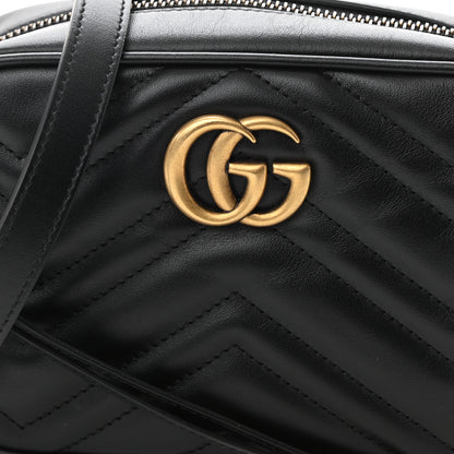 Gucci Calfskin Matelasse Mini GG Marmont Chain Shoulder Bag Black 9 of 11
