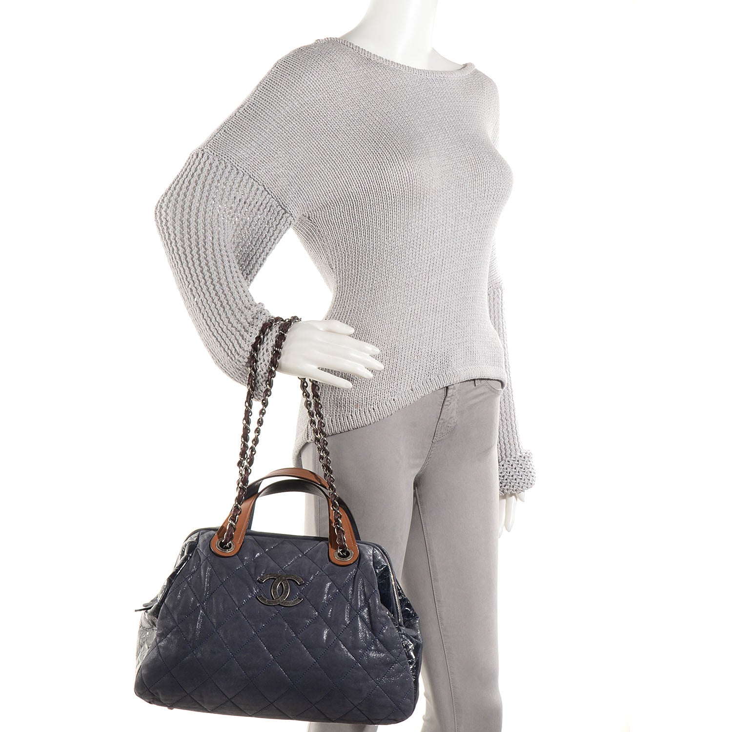 Chanel Iridescent Calfskin Small In The Mix Tote Navy 2 of 7