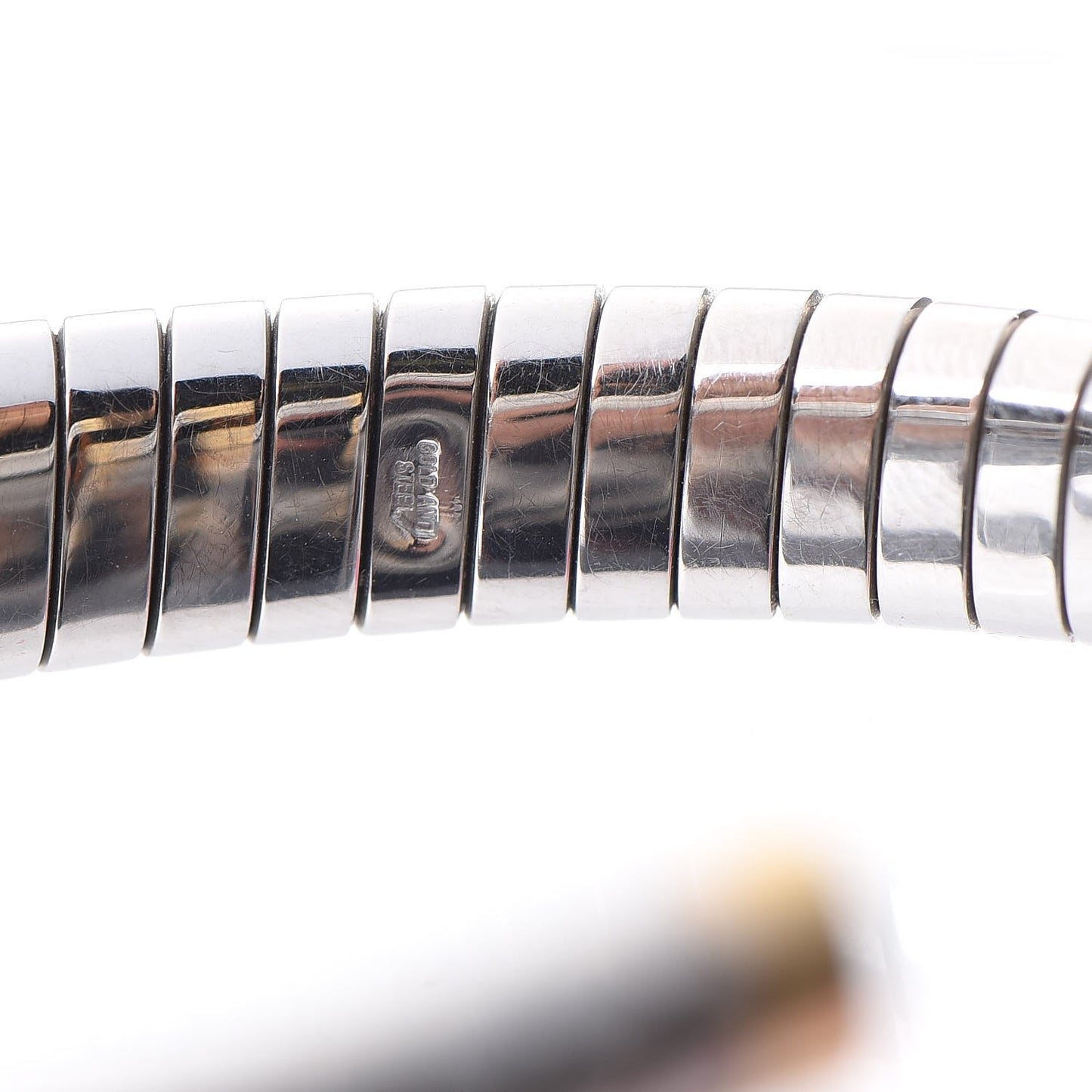 BVLGARI 18K Gold Stainless Steel Tubogas Open Hearts Bracelet