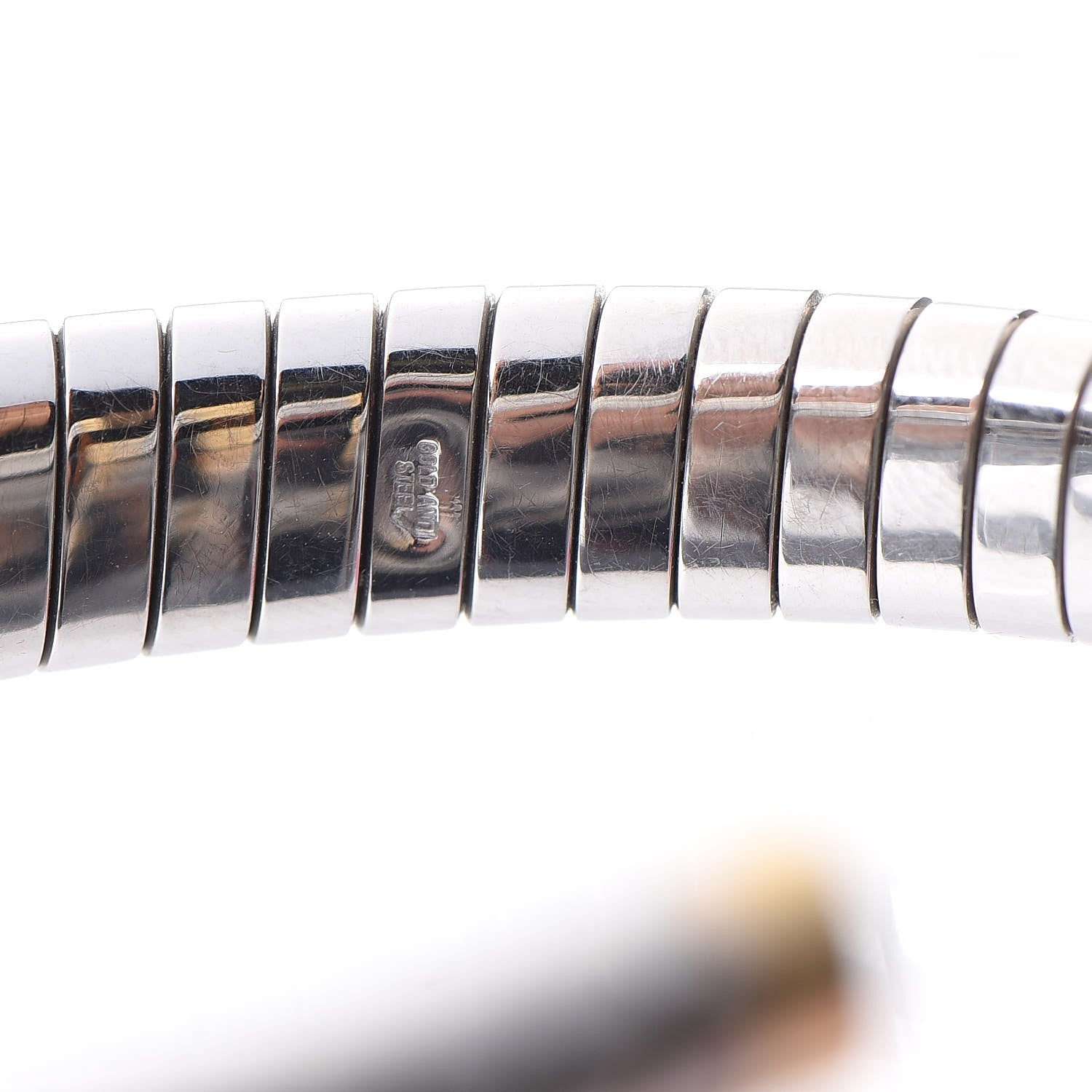 Bulgari BVLGARI 18K Gold Stainless Steel Tubogas Open Hearts Bracelet 6 of 6