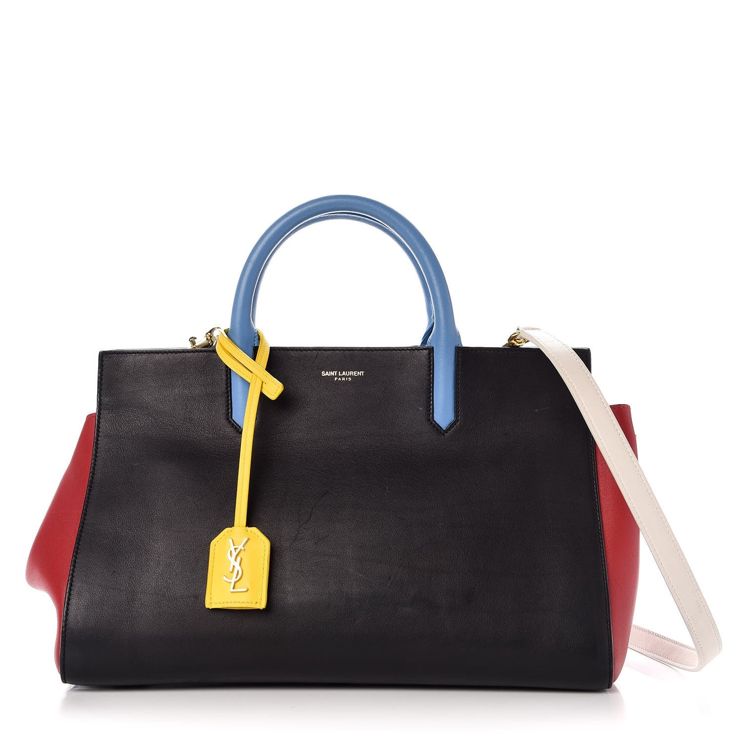 Calfskin Small Cabas Rive Gauche Bag Black Red Yellow White