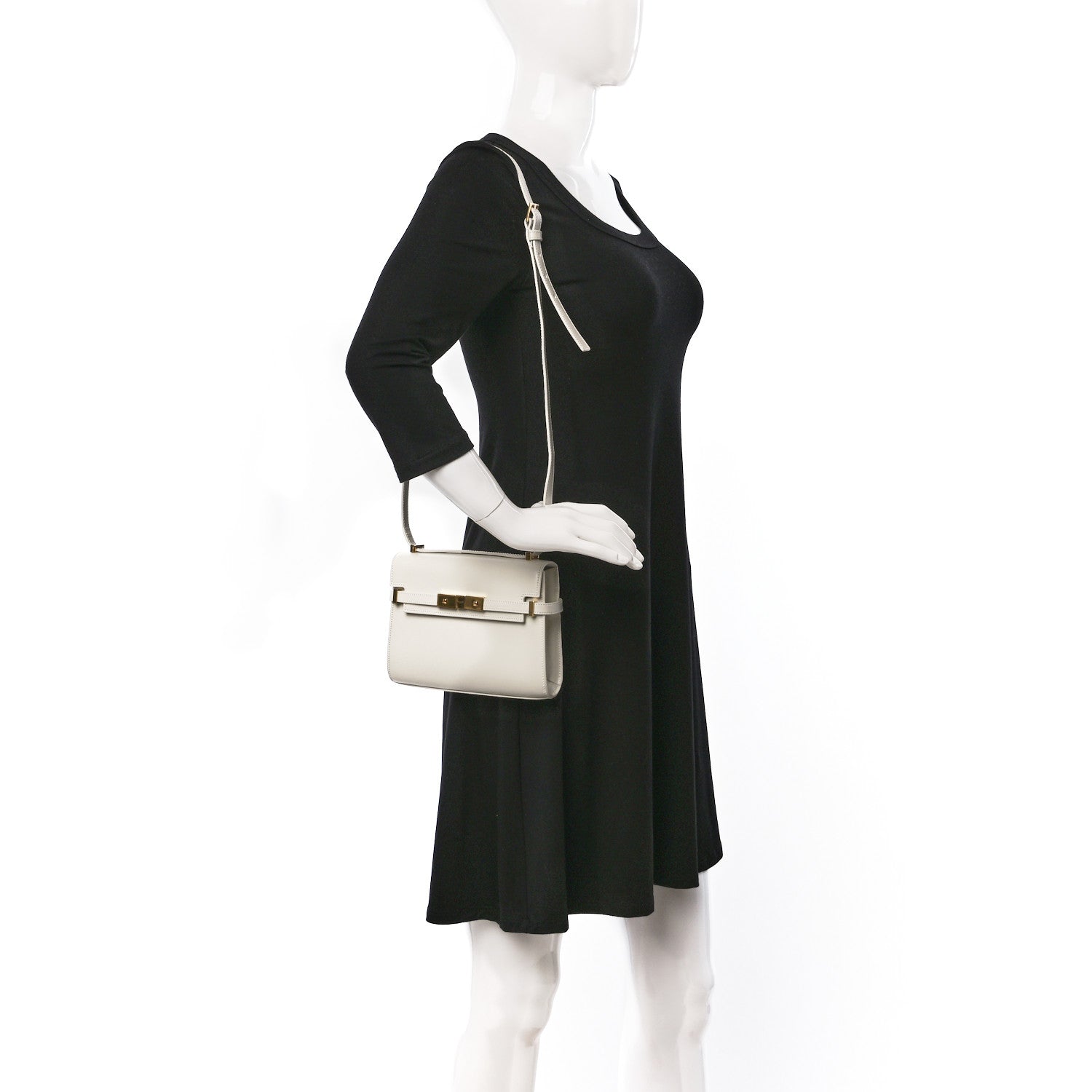 Saint Laurent Smooth Calfskin Mini Manhattan Shoulder Bag Blanc Vintage 2 of 9