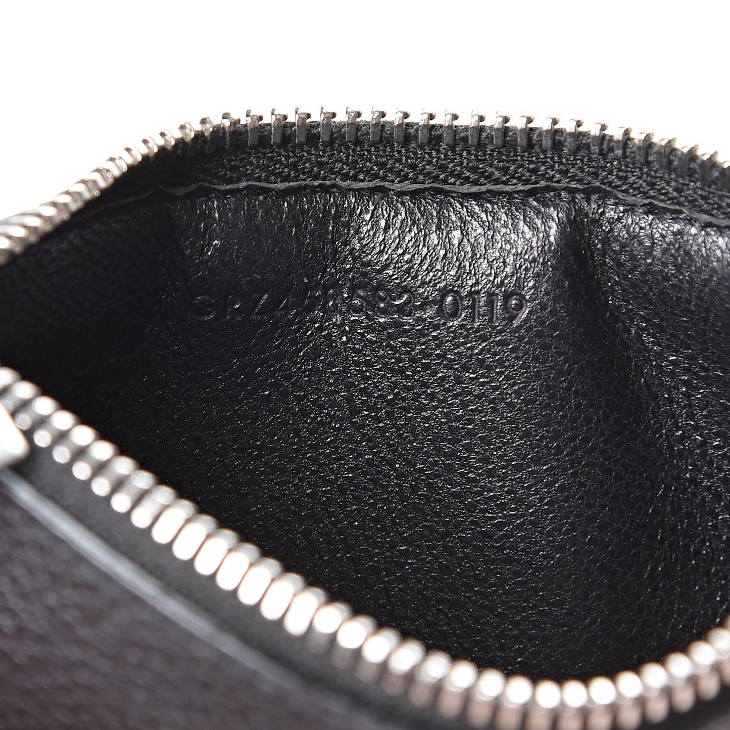 Grained Calfskin 5 Fragments Zip Pouch Card Holder Black