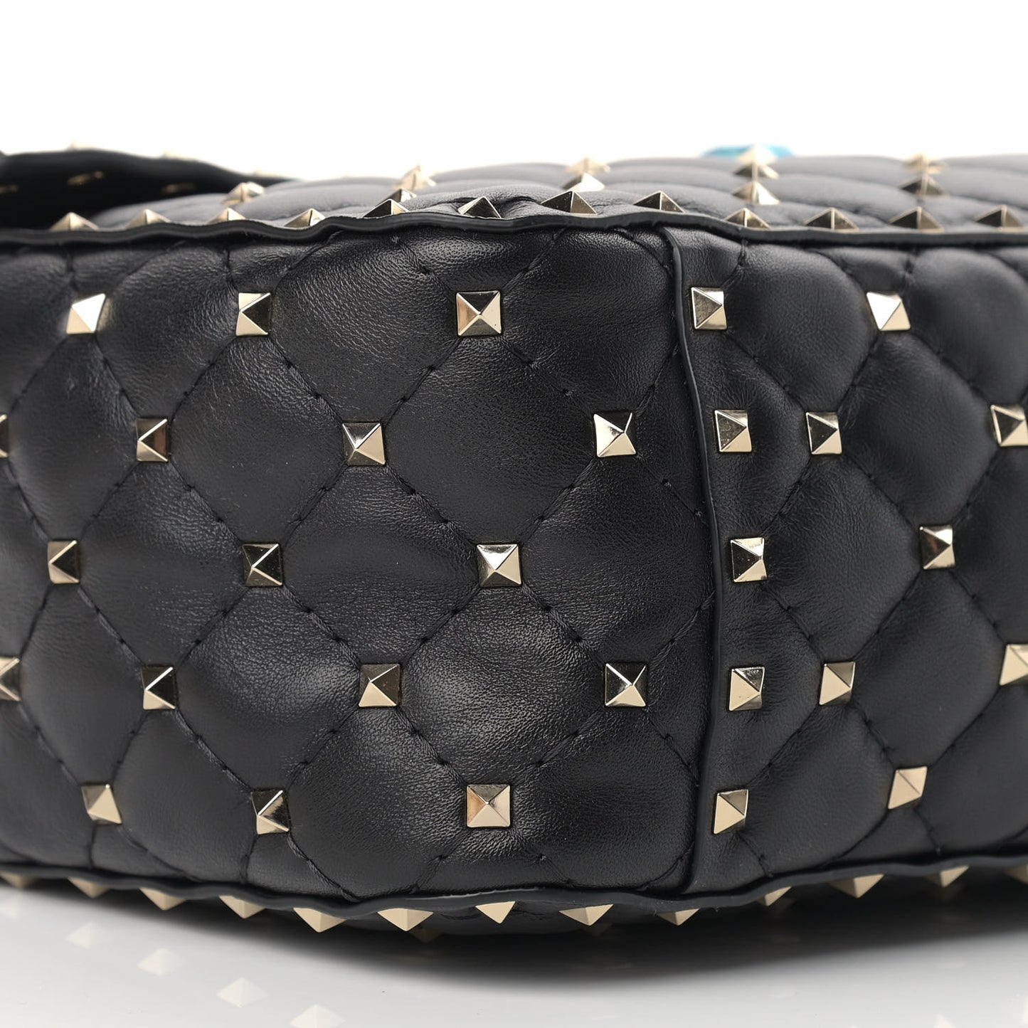 Lambskin Large Rockstud Spike Shoulder Bag Black