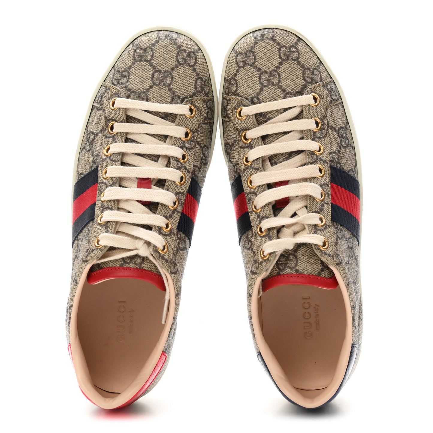 GG Supreme Monogram Womens Ace Low-Top Sneaker 37.5 Beige