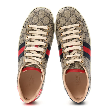 Gucci GG Supreme Monogram Womens Ace Low-Top Sneaker 37.5 Beige 2 of 10