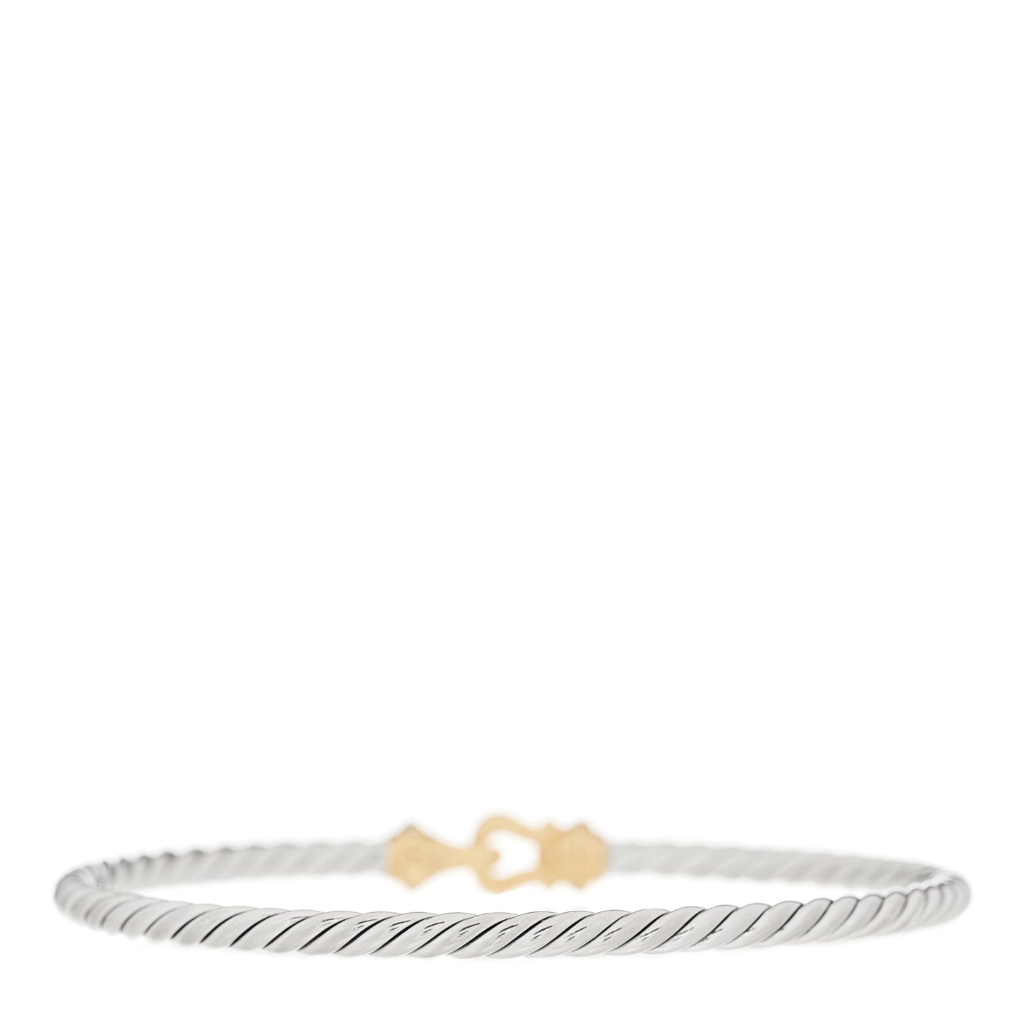 Sterling Silver 18K Yellow Gold Diamond 3mm Cable Buckle Bracelet