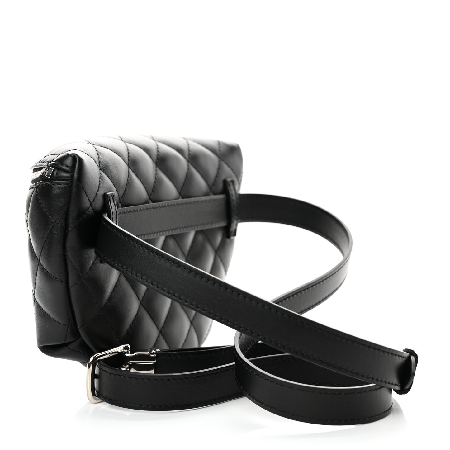 Calfskin Quilted Waist Belt Bag Black
