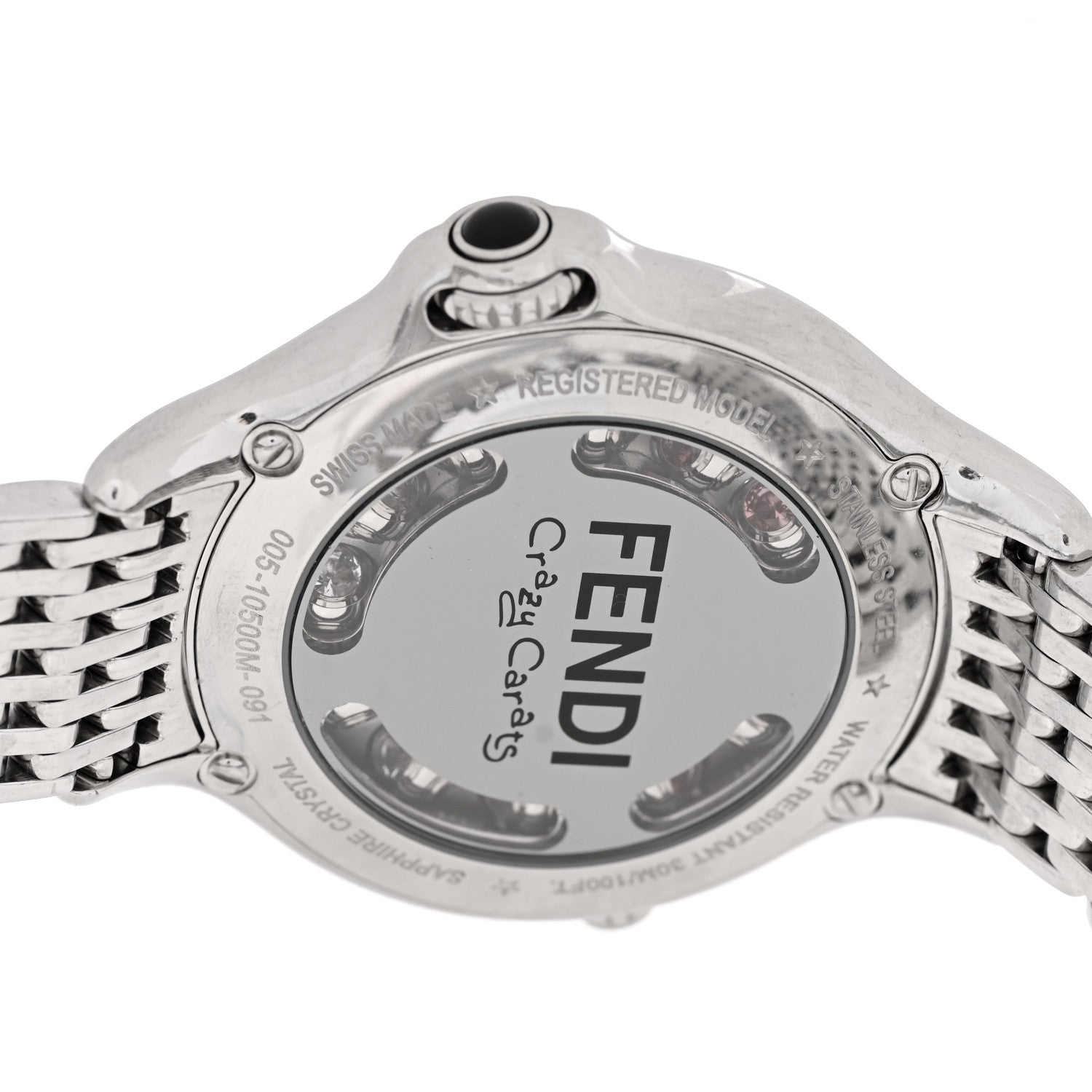 Fendi Stainless Steel Diamond Topaz 38mm Crazy Carats Rotating Gem Quartz Watch 6 of 7