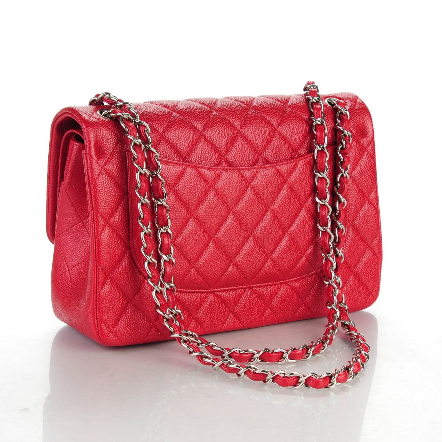 Pearly Caviar Quilted Jumbo Double Flap Dark Pink