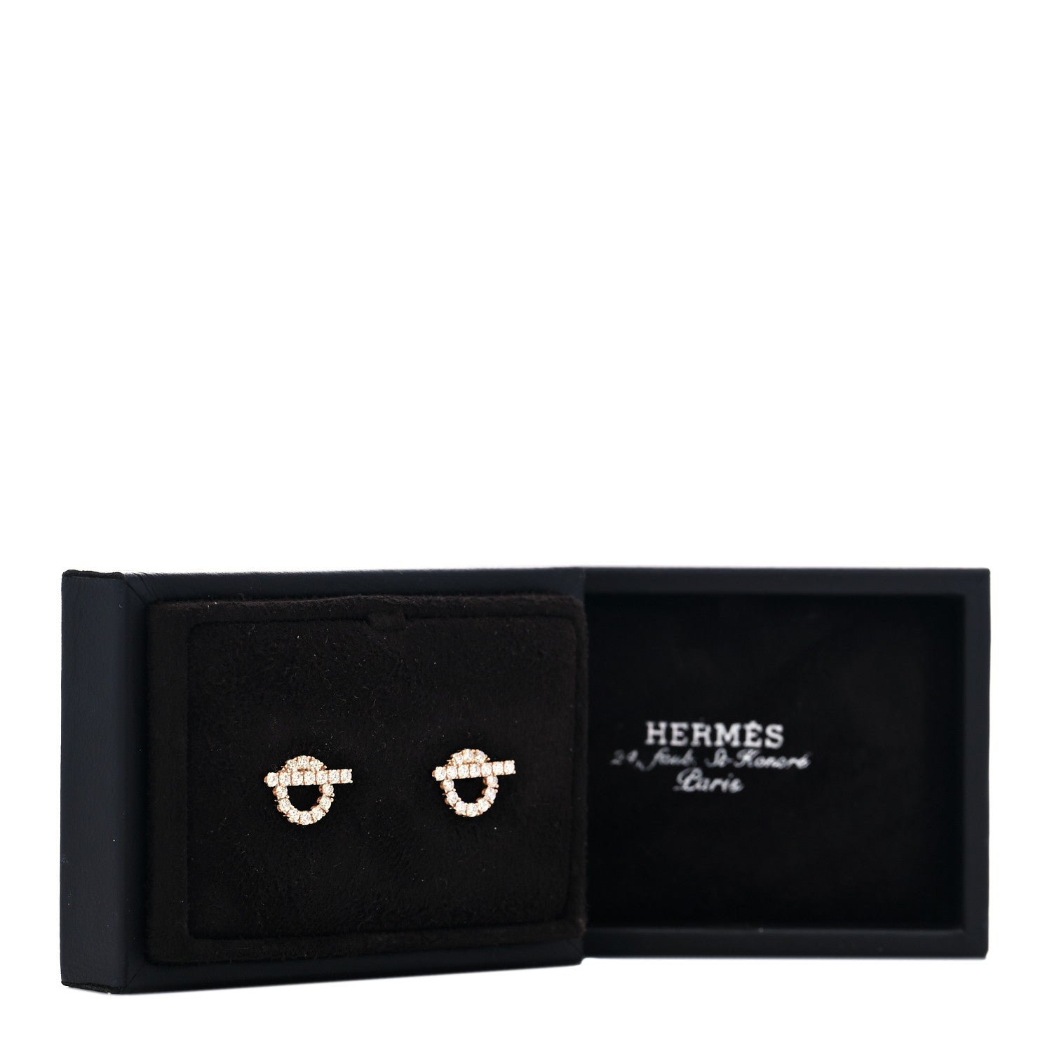 Hermes 18K Rose Gold Diamond Finesse Earrings 5 of 5