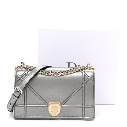Christian Dior Metallic Grained Calfskin Medium Diorama Flap Bag Steel 12 of 12