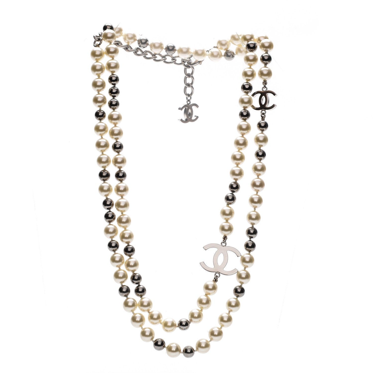 Chanel Ruthenium Pearl Beaded CC Long Necklace 1 of 5