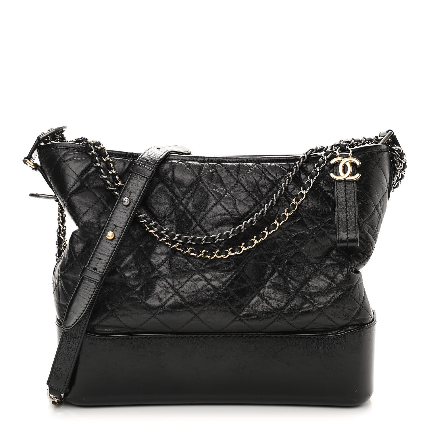 Chanel Aged Calfskin Quilted Large Gabrielle Hobo Black 1 of 10