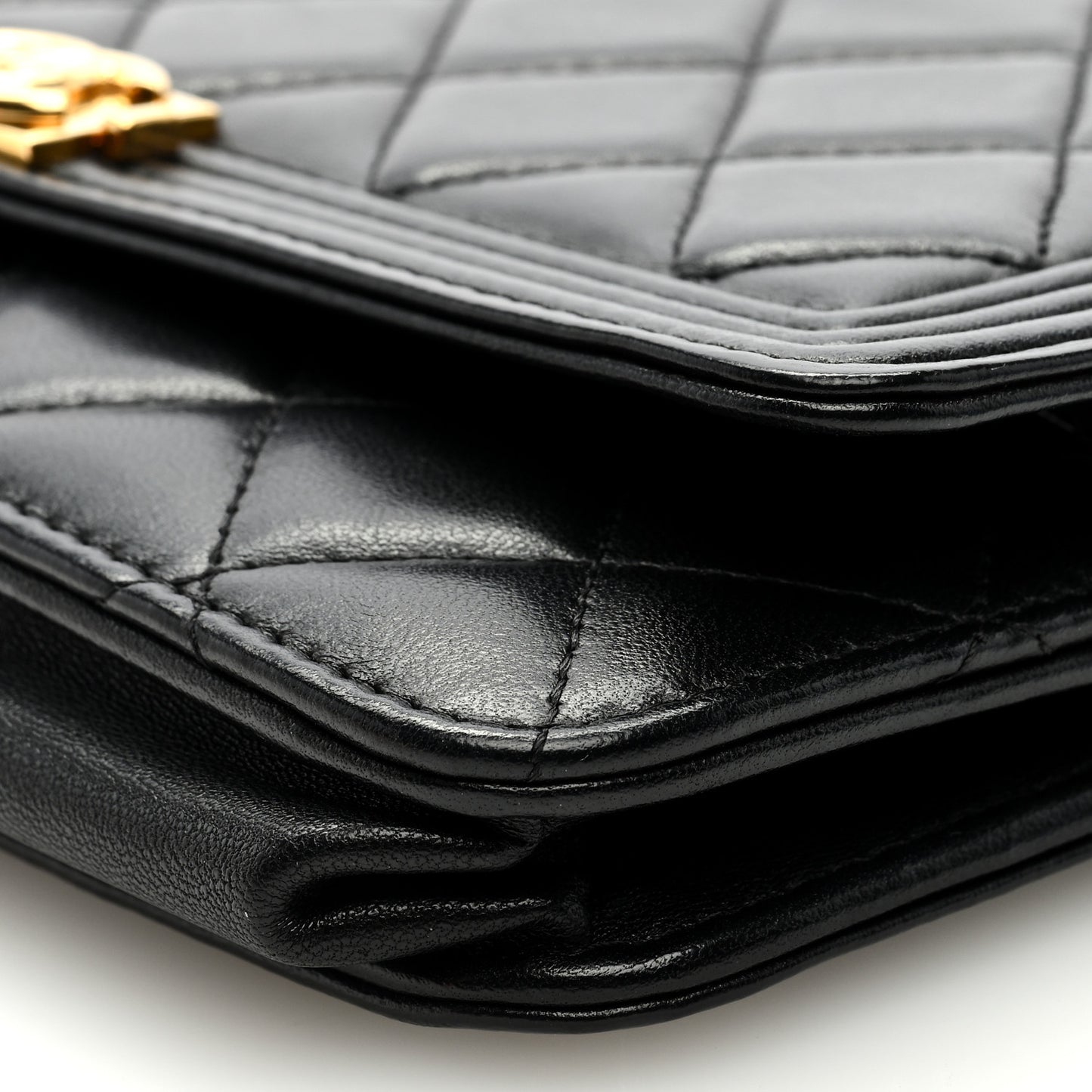 Lambskin Quilted Boy Wallet On Chain WOC Black