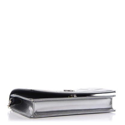 Christian Dior Metallic Patent Micro-Cannage Diorama Wallet on Chain Pouch Silver 4 of 10