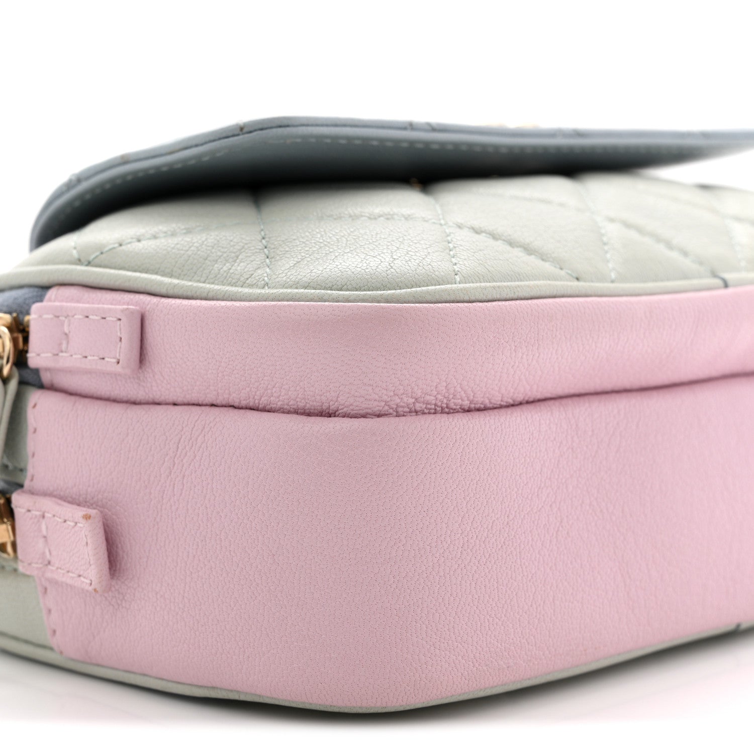 Chanel Goatskin Quilted Waist Bag Green Blue Pink 9 of 13
