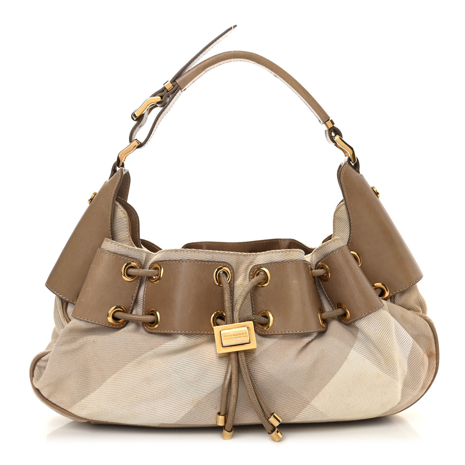 Burberry Calfskin Summer Check Mason Warrior Hobo Beige 1 of 12