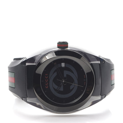 Gucci Stainless Steel Rubber 46mm Sync Web Quartz Watch Black 3 of 6
