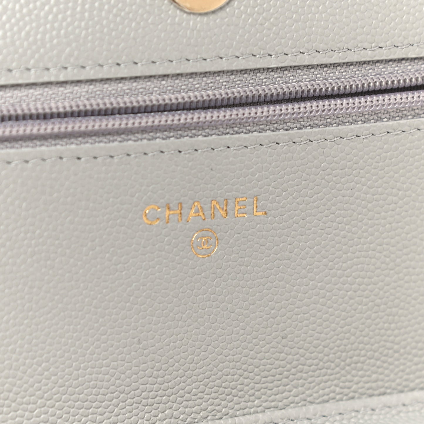 Caviar Quilted Wallet On Chain WOC Grey