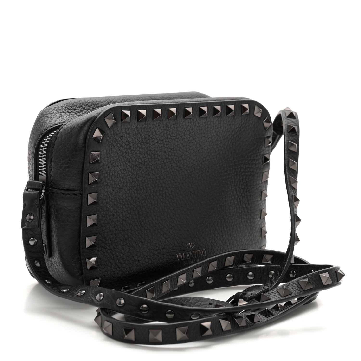 Valentino Garavani Grained Calfskin Rockstud Camera Crossbody Bag Black 3 of 10