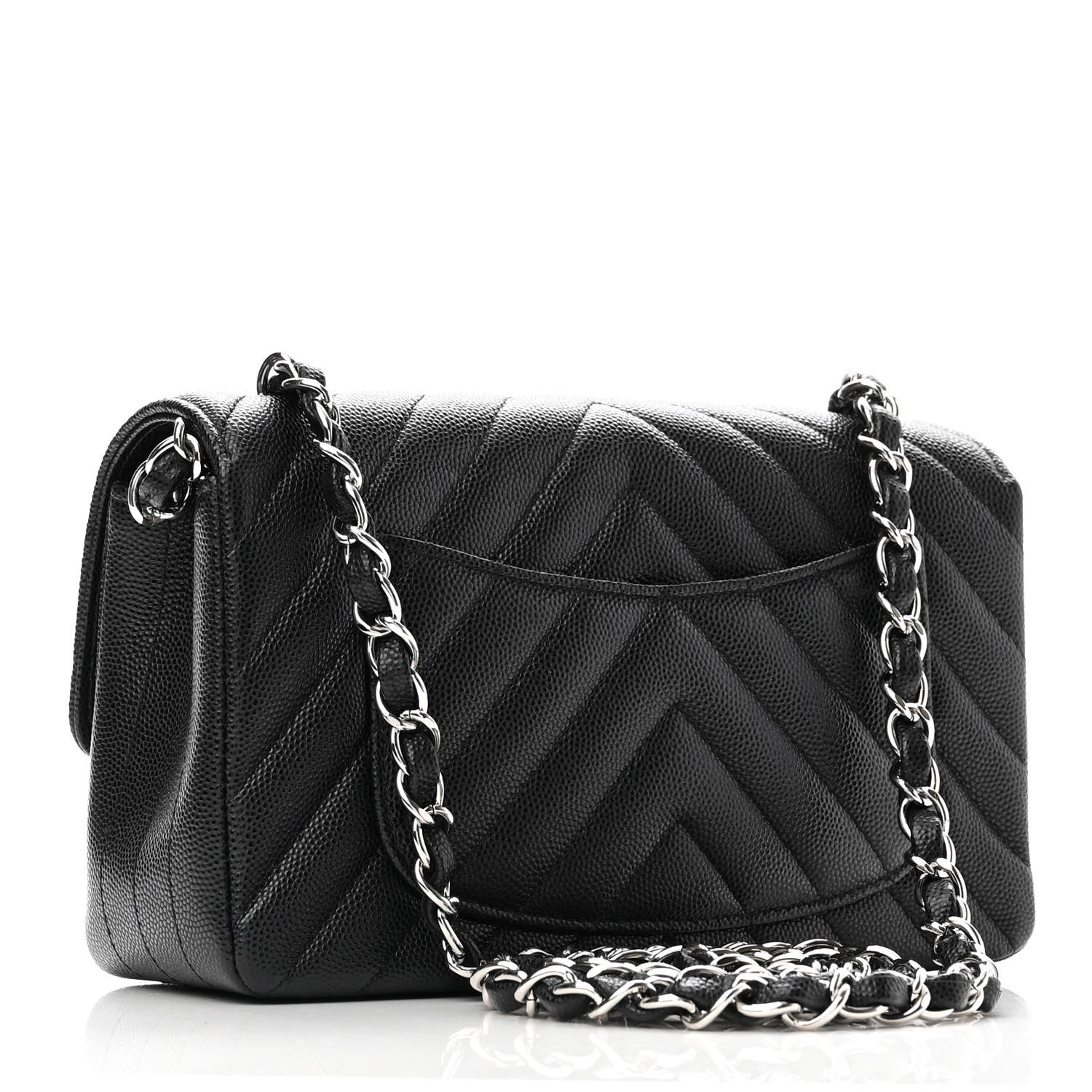 Chanel Caviar Chevron Quilted Mini Rectangular Flap Black 3 of 11
