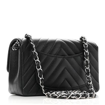 Chanel Caviar Chevron Quilted Mini Rectangular Flap Black 3 of 11