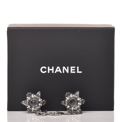 Chanel Crystal Pearl CC Drop Earrings Silver 7 of 7