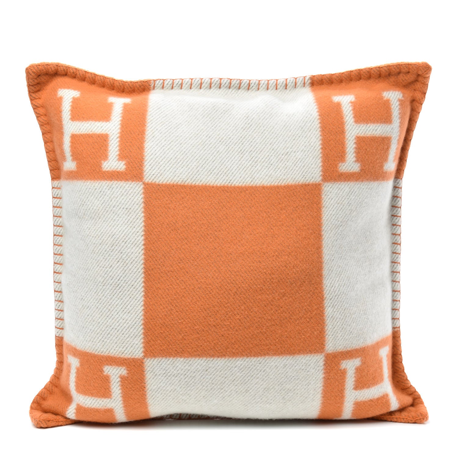 Hermes Wool Cashmere Avalon Pillow PM Ecru Potiron 1 of 3