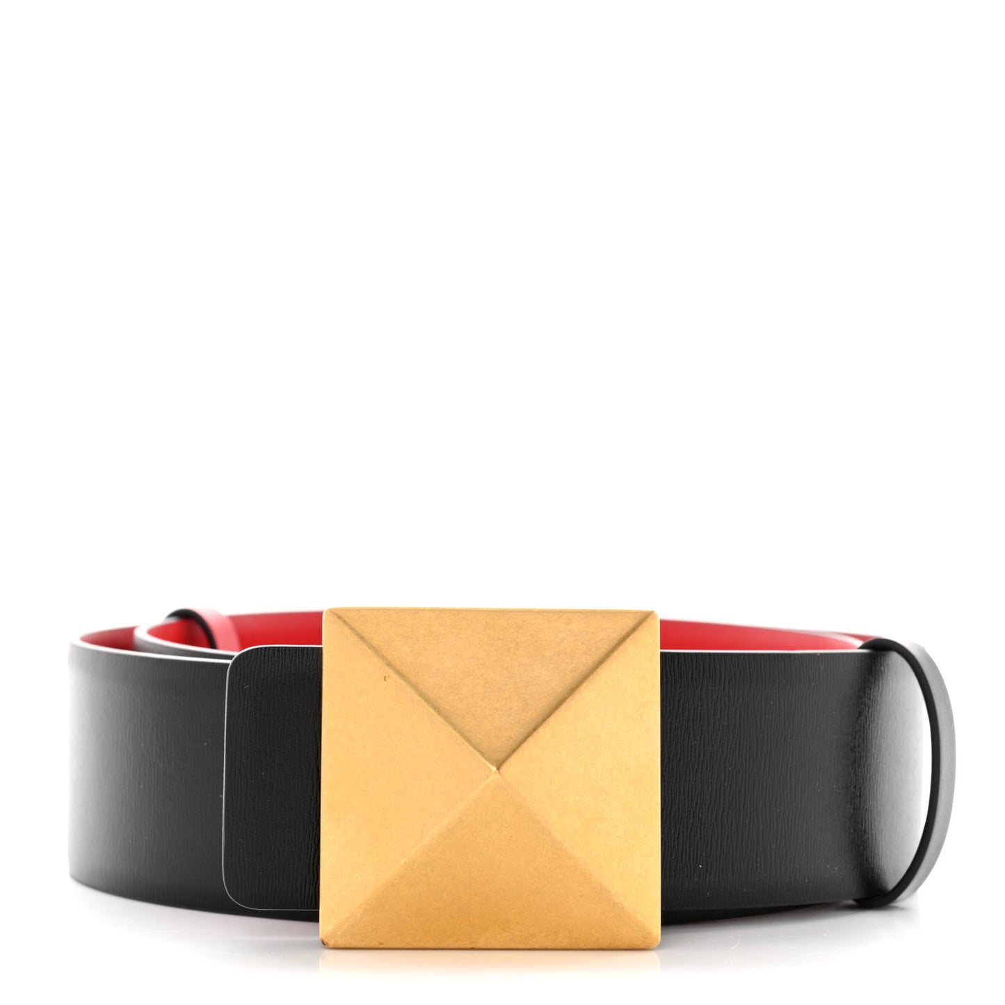 Glossy Calfskin One Stud Reversible Belt 70 28 Black Pure Red